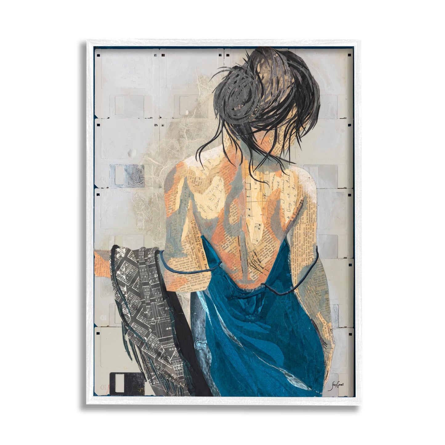 Girl with Music Notes Collage, 16 x 20 Inch Framed Giclée Print