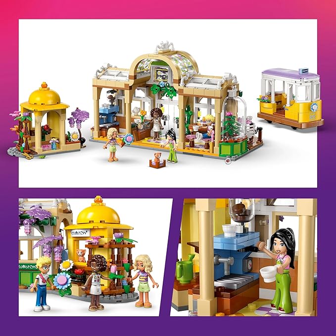 Lego 42671 Friends Flower Shop Cafe Toy Birthday Present Blocks For Girls Boys Children 9 Years Old 10 Years Old 11 Years Old Elementary School Plants Fake Green Bouquet Artificial Flower Decoration