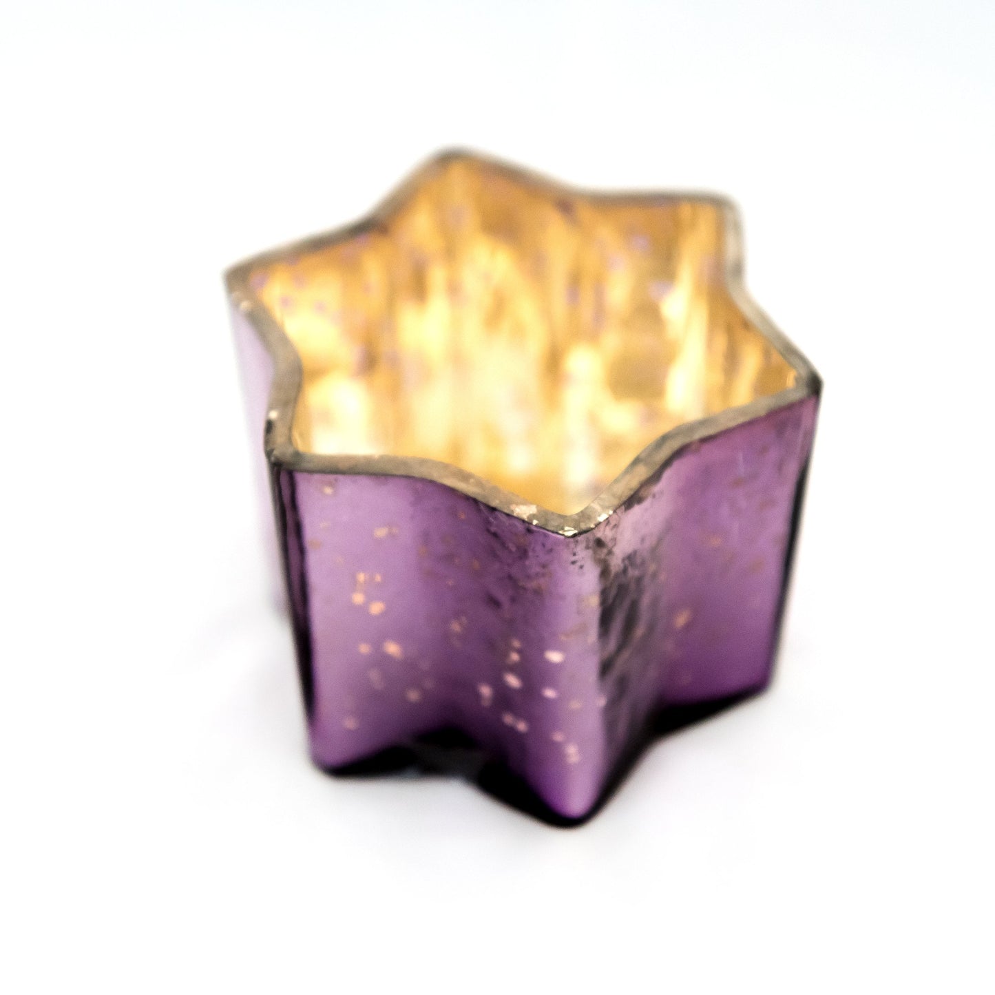 Insideretail 700457-12PUR Mercury Glass Star Tea Light Holders (Set of 12), 7cm x 7cm x 4.5cm, Distressed Purple
