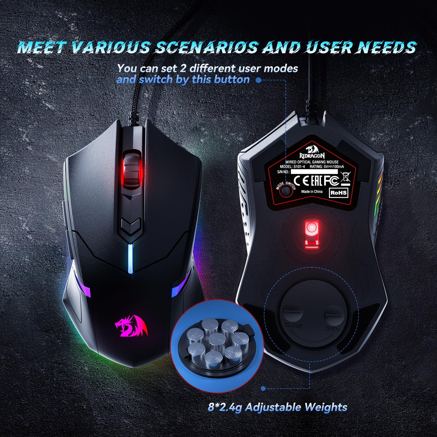 Redragon S101 Gaming Keyboard, M601 Mouse, RGB Backlit Gaming Keyboard, Programmable Backlit Mouse, Value Combo Set [New Version]