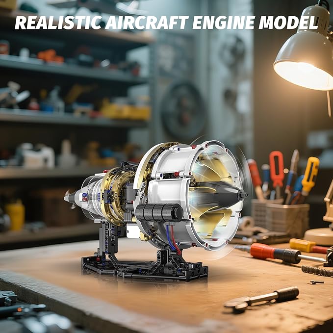 Jet Engine Model Kit that Runs App Controlled Building Blocks Sets with Motor Visible Aircraft Engine Building Kit for Adults &amp Kids 14+ Year Old (564 PCS)