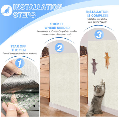 Cat Scratch Mat 5Pack,39.3"x15.7" Cat Scratching Mat Self-Adhesive Carpet Mat Trimmable, Cat Wall Shelves, Cat Scratcher Board,DIY Furniture Protecting Furniture Protector Sofa