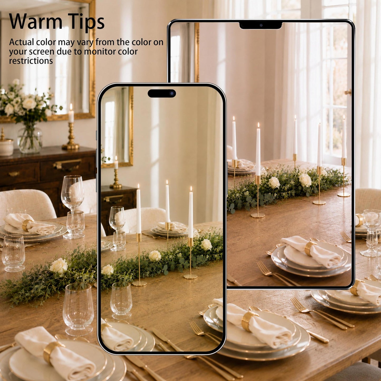 zeochyni French Gold Candlestick Holders Set of 6, Metal Taper Candle Holders in 3 Heights with Weighted Base for Dining Table Centerpiece, Wedding, Mantel Decor and Housewarming Gift