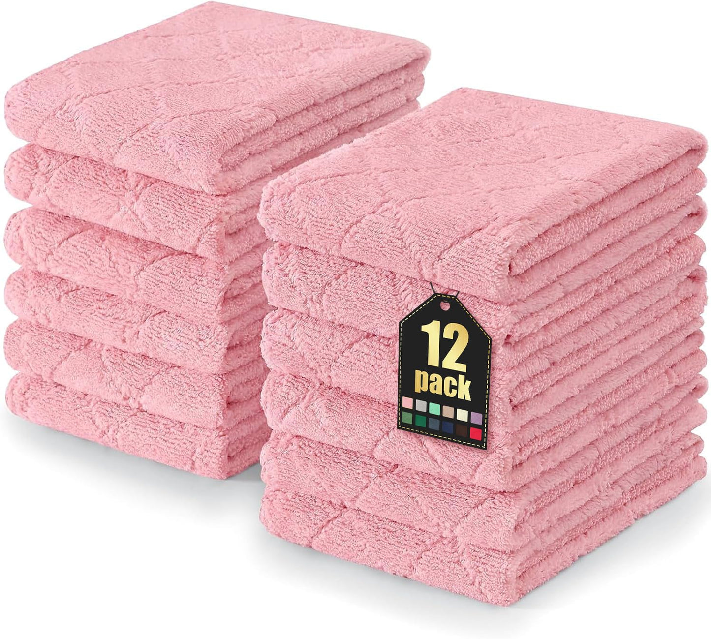 Homaxy 12 Pack Kitchen Dish Cloths (10 x 10 Inches, Grey), Super Soft and Absorbent Coral Velvet Dish Towels, Nonstick Oil Fast Drying Microfiber Cleaning Cloth, No Lint Household Dishcloths