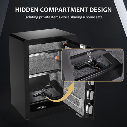 Marcree Safe, 3.0 Cubic Large Digital Home Cabinet Safe Box with Secret Compartment, Heavy Duty Security Safes for Money Document Valuable, Dual Alarm System, 2 Adjustable Shelf, Key & File Holder