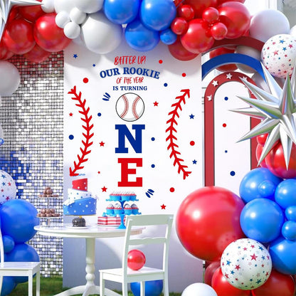 First Birthday Arch Decals for Baby Boy Baseball Theme Party Decorations 1st Birthday Backdrop Decals Rookie of The Year Baby Shower Balloon Arch Decor Photography Background Stickers