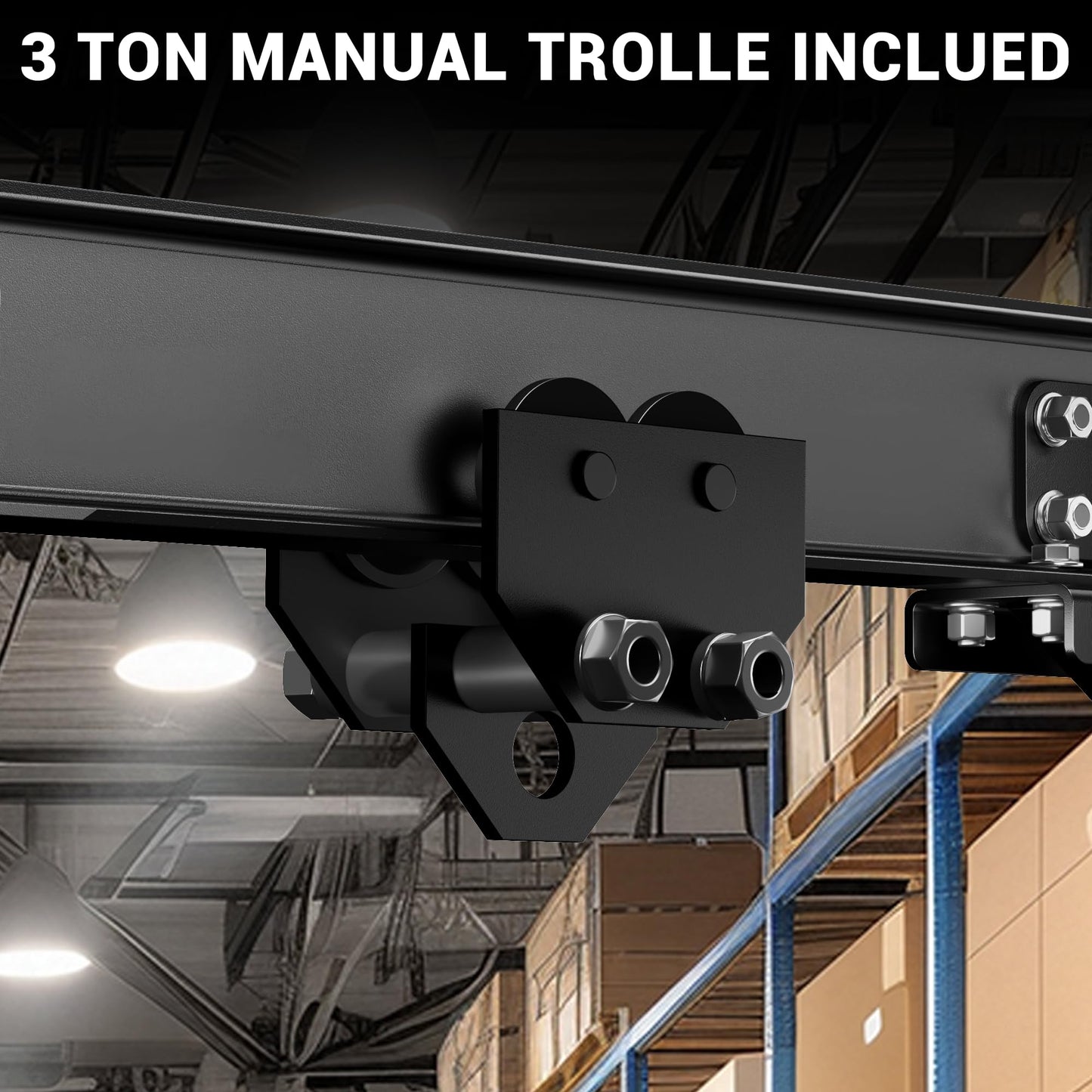 Dkenicor 3 Ton (Max.6600 LBS) Gantry Crane, Adjustable Height 8.53-12.47ft, Heavy-Duty Steel I-Beam Portable Hoist for Factories, Warehouses, Auto Repair, Construction, Black