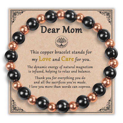 PEALICIOUS Copper Bracelet for Mom, 8MM Copper Jewelry as Mother Day Gift with 3800 Gauss Magnets, Cooper Magnetic Bracelets for Women as Mother Birthday Gifts for Balance Power