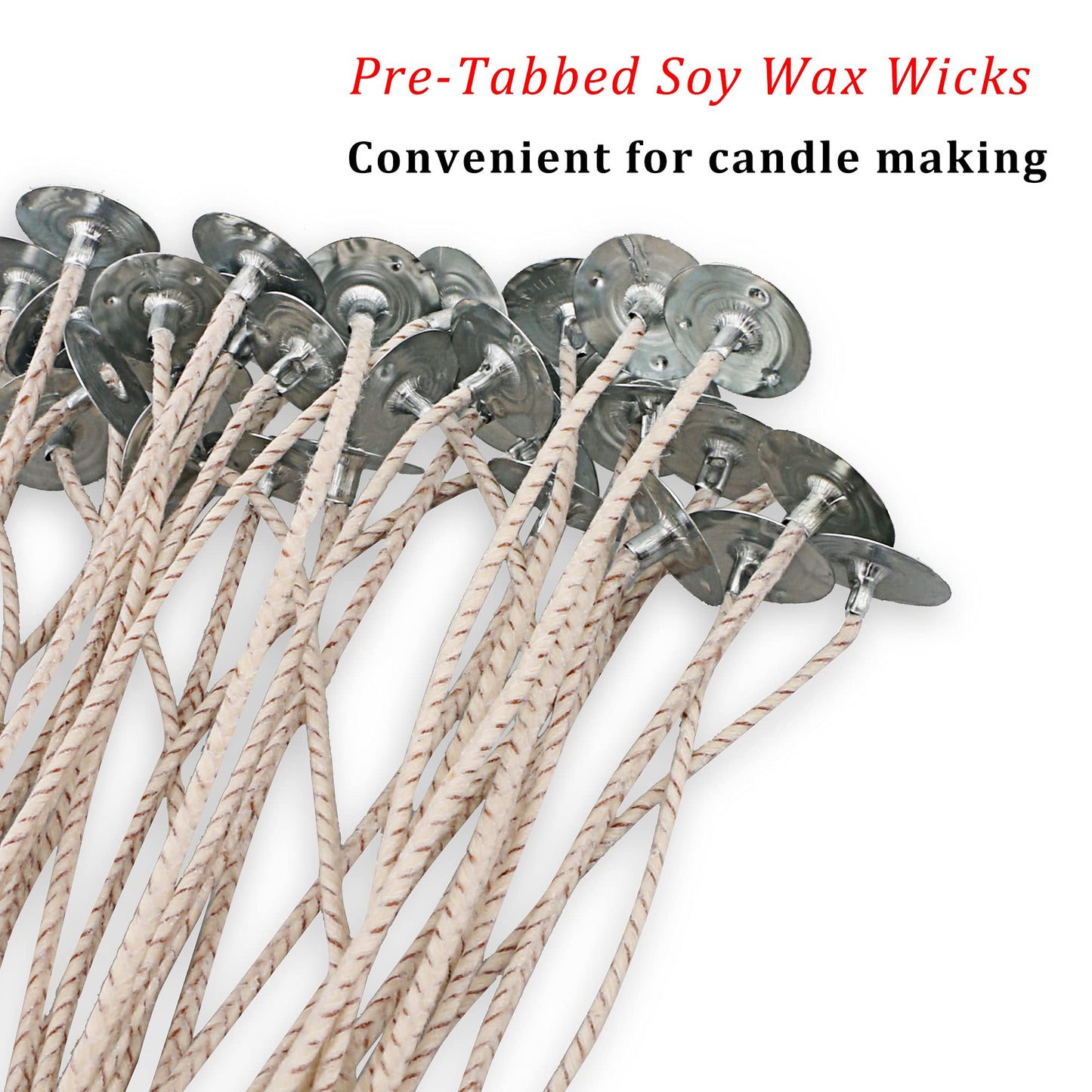 MILIVIXAY 100pcs ECO 8 Wicks for Soy Candles, 6.0inch Cotton & Paper Wicks, Pre-Waxed and Tabbed,ECO Wick for Soy Candle Making.