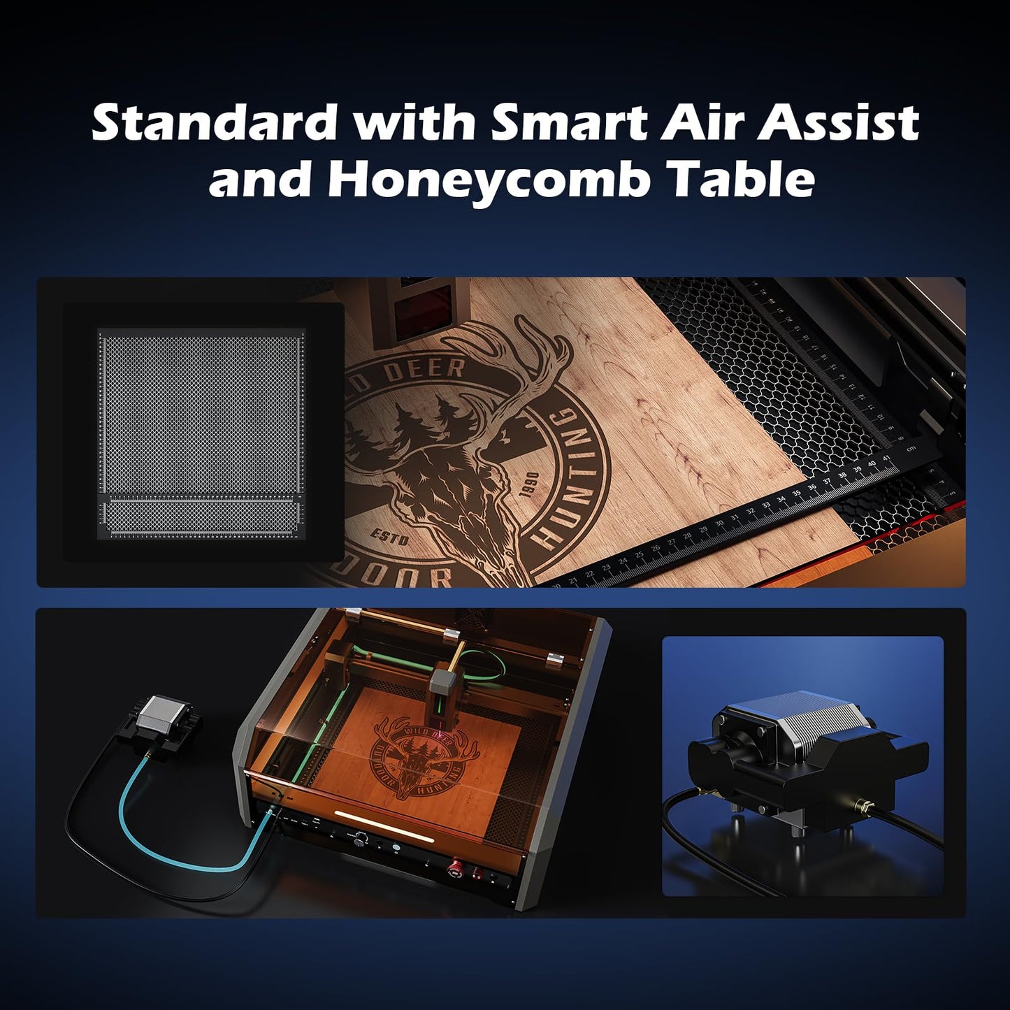 Genmitsu L8 Laser Engrave + MD18 Rotary Roller, 20W Power Output Laser Cutter Built-in Acrylic Enclosure with Vent, Air Assist Pump, Honeycomb, Camera, Laser Safety Class 1