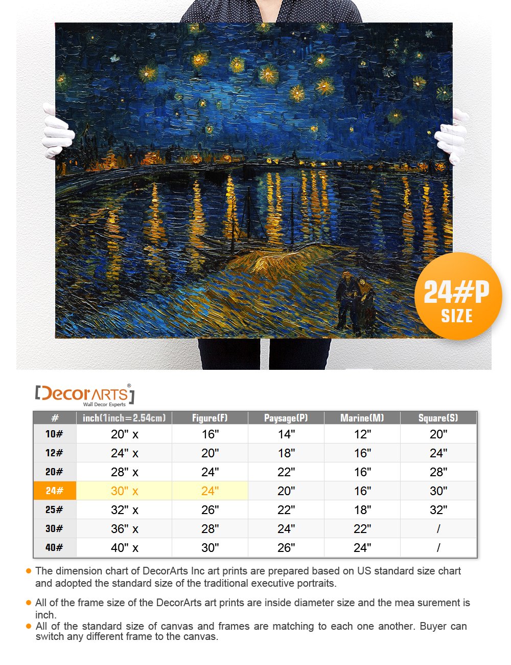 DECORARTS - Starry Night Over The Rhone By Vincent Van Gogh Art Classic Art. Giclee Prints Canvas Wall Art for Wall Decor. 30x24x1-1/2 in