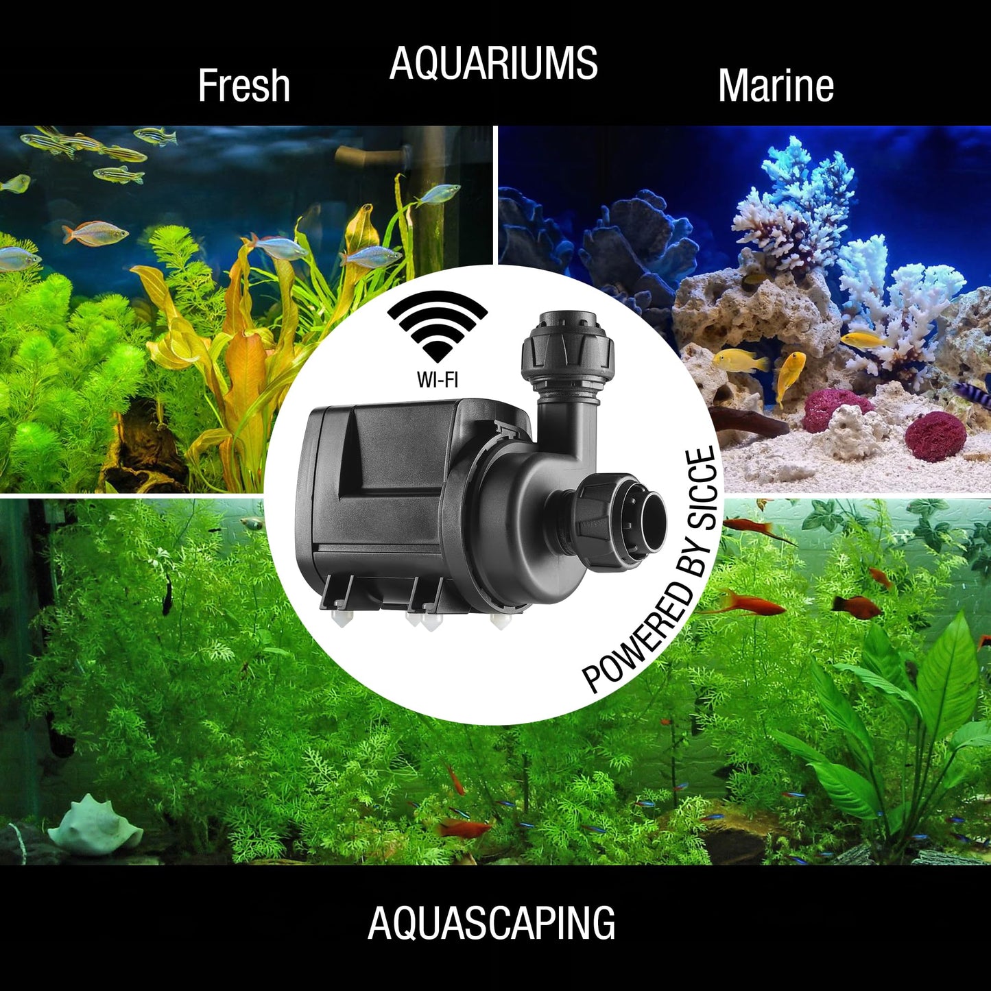 SICCE Syncra SDC 7.0 Water Pump 800-1900 gph WIFI Apex Controllable Aquarium DC Return with Controller | Quiet, Submersible or External | Fish Tank, Sump, Pond, Freshwater and Saltwater Marine Use