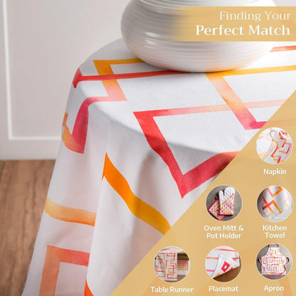 Maison d' Hermine Table Cloth Round Table 100% Cotton 63 Round Inches Tablecloth Reusable Decorative for Dining Kitchen Room Farmhouse Home Gifts for Mothers Day Spring Summer - Summer Maze