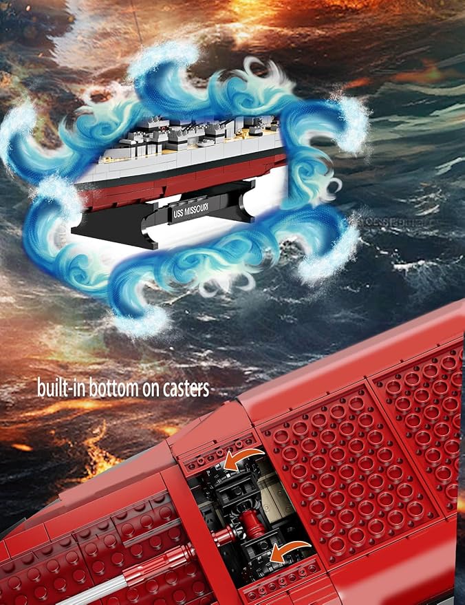 SEMKY Military Series USS Missouri BB-63 MOC Building Blocks and Engineering Toy（2228 Pieces）WW2 Warship for Kid and Military Fan