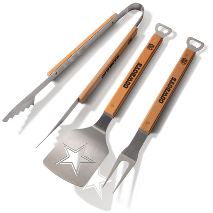 YouTheFan NFL Dallas Cowboys Classic Series 3-Piece BBQ Set , Stainless Steel, 22" x 9"