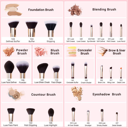 Jessup Brand 25pcs Professional Makeup Brush Set Beauty Cosmetic Foundation Powder Blusher Eyeshadow Blending Highlight Concealer Natural-Synthetic Hair Brushes Set (Pearl White/Silver)