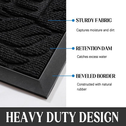 Yimobra Welcome Mat Outdoor 29.5x17, Waterproof Non-Slip Outdoor Mats for Front Door Outside Entrance, Low-Profile Entryway Mat Indoor for Garage Patio, Black