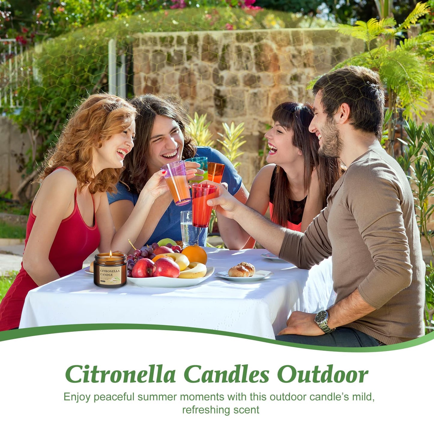Citronella Candles Outdoor, 8 Pack Citronella Candles with Lids, 120 Hours Burn Time, Natural Soy Wax, Glass Jar Candle for Patio, Yard, Camping, Balcony, Garden, Summer Nights and Indoor Use