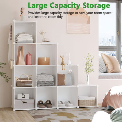 C&AHOME Cube Storage Organizer, 12-Cube Shelves Units, Closet Cabinet, DIY Plastic Modular Book Shelf, Ideal for Bedroom, Living Room, Office, 36.6" L x 12.4" W x 48.4" H Milky UPCS12M