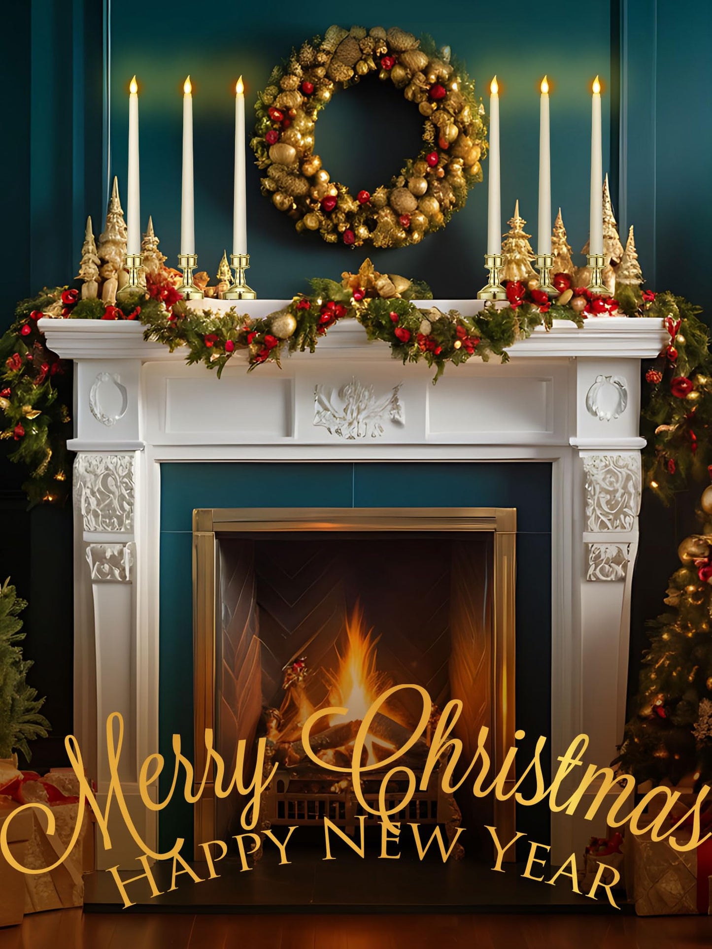 VIHOSE 24 Pcs Flameless Taper Candles with Holders Remote Timer Battery Operated Candles Bulk LED Candlesticks Flickering for Valentines Wedding Home Window Carnival Party Decor(Gold,Elegant Style)