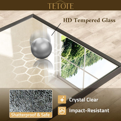 TETOTE Black Bathroom Mirror for Over Sink 48" x 36" Large Matte Black Beveled Metal Framed Rectangular Vanity Mirror for Bathroom, Bedroom, Entryway, Living Room, Tempered Glass, Shatterproof