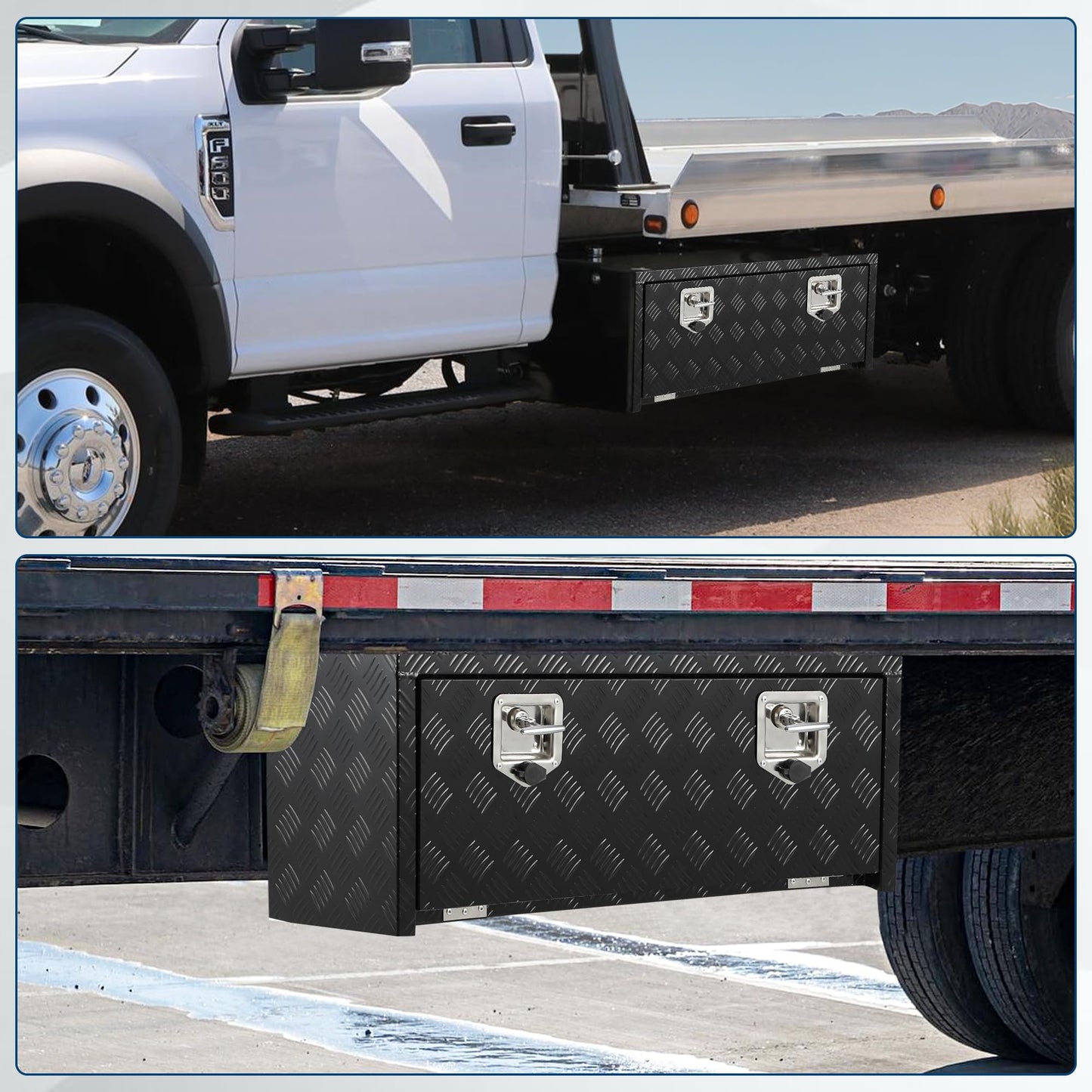 GarveeTech 30 Inch Underbody Truck Tool Box Aluminum for Pickup RV Toolbox Truck Bed Toolboxes Heavy Duty Waterproof Trailer Tool Box with Lock (Black, 36 x 18 x 18)