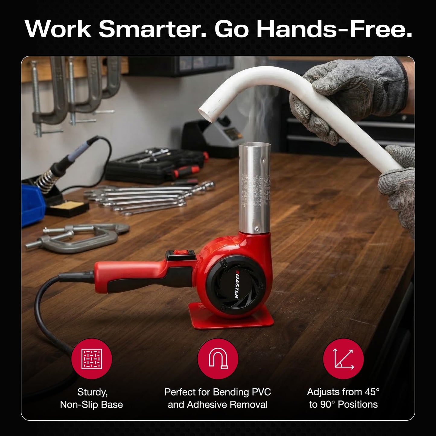 Master Appliance HG-501D Industrial Heat Gun, High Airflow, Quick Change Plug-In Heating Element, 1200F, 120V, 1740W, 14.5 Amps, Engineered In USA