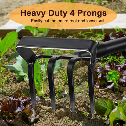 PoPoHoser Garden Hoe for Weeding, Heavy Duty Hoe Garden Tool, 62" Long Handle Stirrup Hoe Cultivator, 2 in 1 Action Scuffle Hula Push Pull Hoe Manual Weeder for Gardening Landscaping Loosening Soil