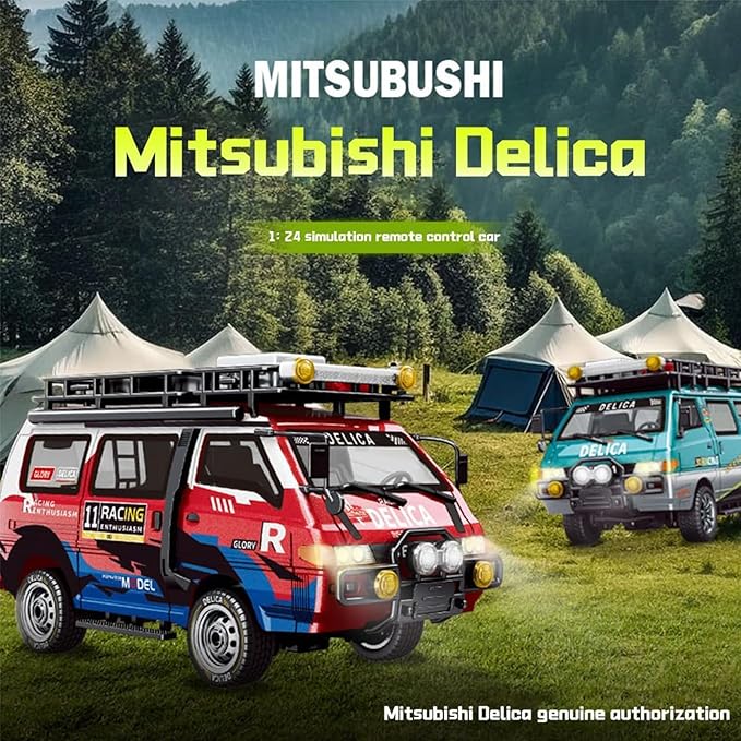 Delica RC Car1/24 Scale Station Wagon 2.4Ghz Remote Control Truck 2WD/4WD RC CrawlerEquipped with Cool LED LightsOff Road Vehicle Model Suitable For Adults (2WD-Red)