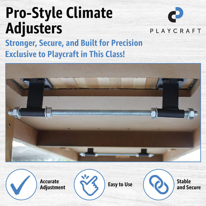 Playcraft Georgetown Shuffleboard Table with Storage Cabinet - Shuffle Board Game Table with Matching Abacus, 8 Pucks, Brush & Wax - Pro Climate Adjusters - Hand-Stained Espresso Finish - 14ft