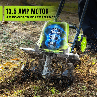 STEELITE 16-Inch Corded Electric Tiller, 13.5 Amp Powerful Garden Cultivator for Soil Preparation and Landscaping – Lightweight, Durable, and Easy to Use