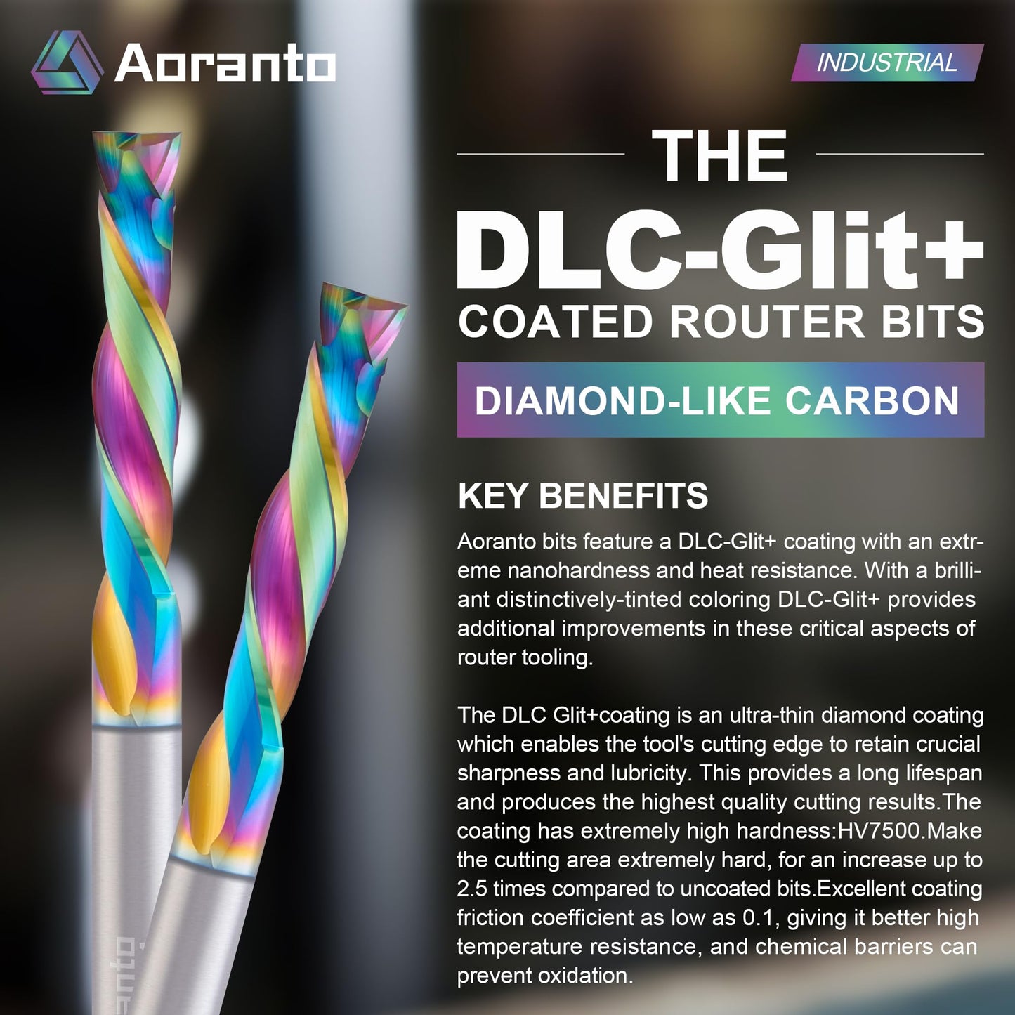 Aoranto CL23319 1/8" Up&Down Compression Spiral CNC Router Bits 1/4" Shank, Industrial Quality Extra Long Life Coating Solid Carbide End Mill for Wood Mortise Slot Carving, 1/8" Dia x 3/4" CL, 5 Pack