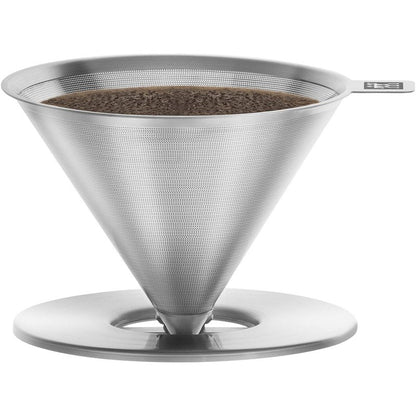 ZWILLING Sorrento Stainless Steel Pour Over Coffee Dripper with Double-Wall Glass Coffee Mug