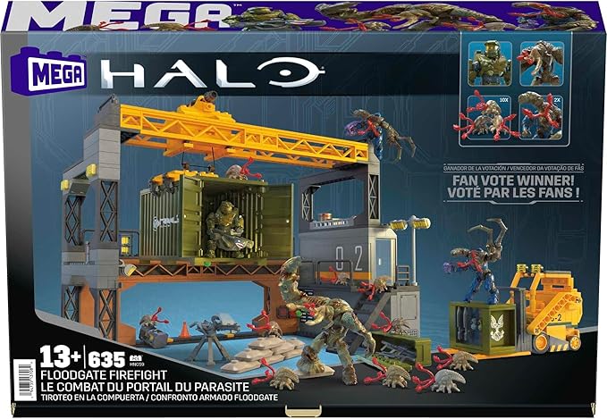 MEGA Halo Infinite Toys Building Set for Kids Floodgate Firefight with 634 Pieces 4 Poseable Micro Action Figures and Accessories Gift Ideas
