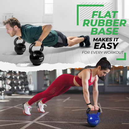 Yes4All Kettlebells Rubber Base, Kettlebell Set for Women, Strength Training Kettlebells Weights (10-65 lbs)