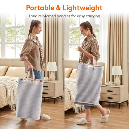 Lifewit 1 Pack Laundry Basket 65L Each, Collapsible Clothes Hamper with Reinforced Handles, Freestanding Waterproof Design for Bedroom and Laundry Room, Grey 65L Total