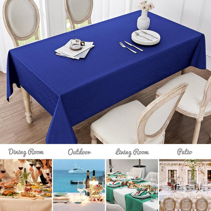 Veblandy 2 Pack Rectangle Tablecloth, 52x70 inch, Water Resistant Wrinkle Free Linen Textured Table Cloth Washable, Decorative Fabric Table Cover for Dining, Party and Camping, Royal Blue