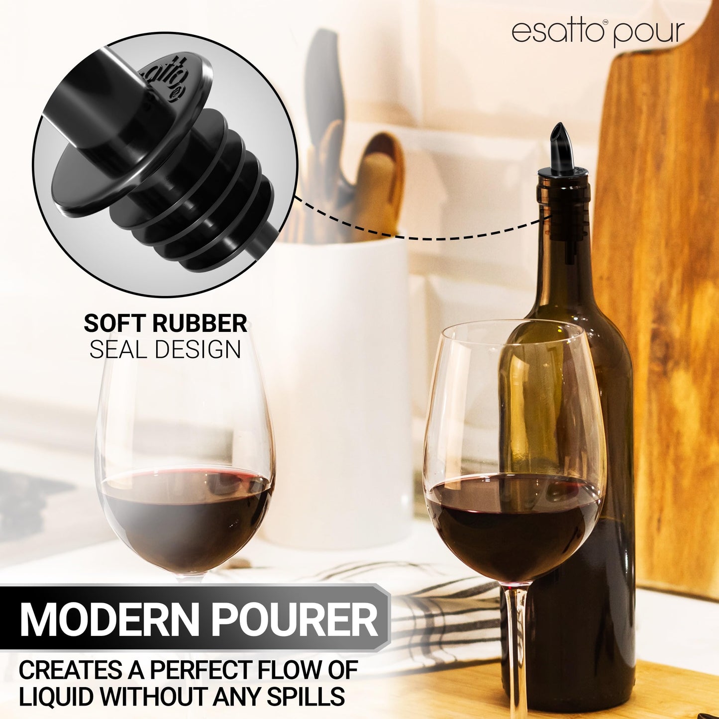 Esatto 100 Piece Plastic Bottle Pourer - Versatile Drink and Alcohol Pourer Spout - Easy Install, Durable, Professional Bar Tool