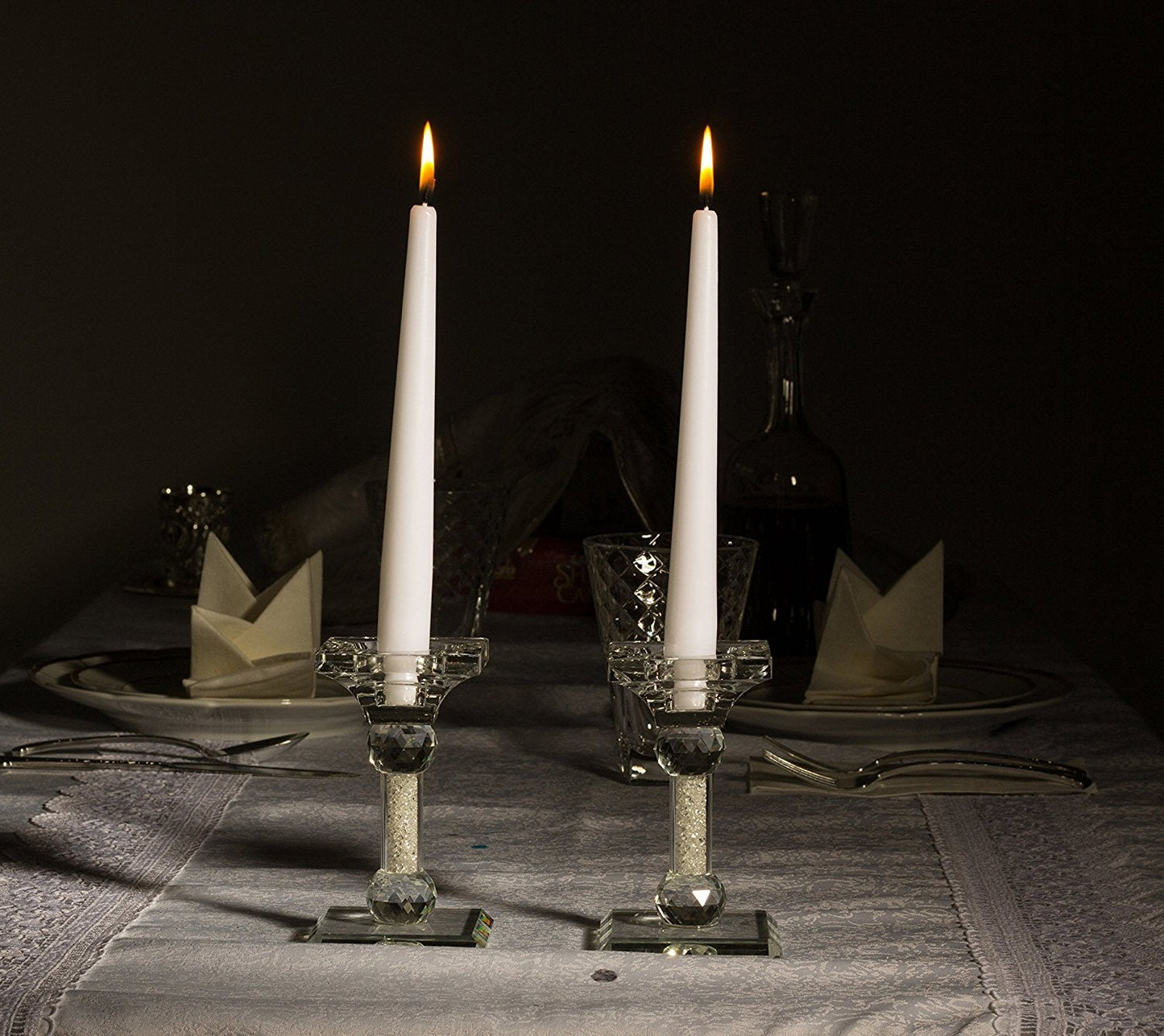 Ner Mitzvah 100 Pack Tall Taper Candles - 8.5 Inch White Dripless, Unscented Dinner Candle - Paraffin Wax with Cotton Wicks - 7 Hour Burn Time