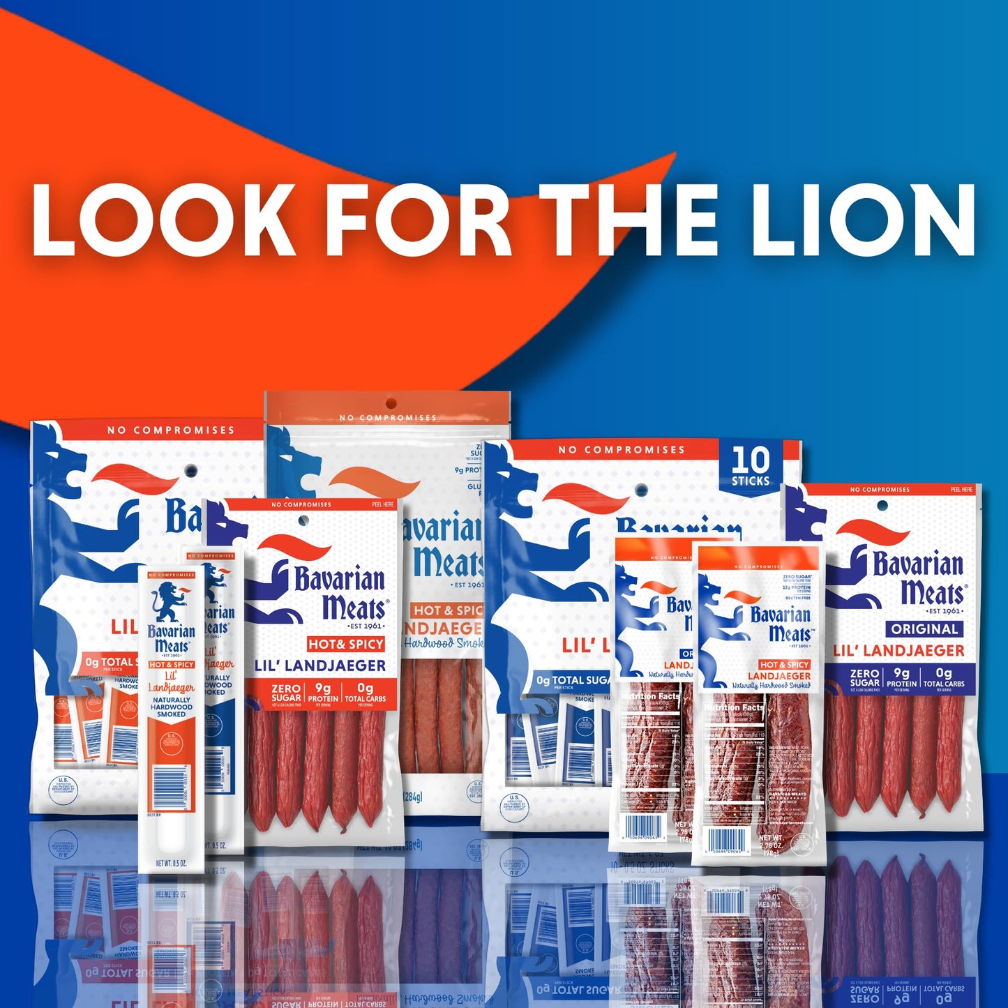 Bavarian Meats Lil' Landjaeger Meat Sticks, Smoked Sausage Protein Snacks, Zero Sugar, Great Source of Protein, Gluten Free, Keto Friendly Low Carb Snack, 10 Ounce
