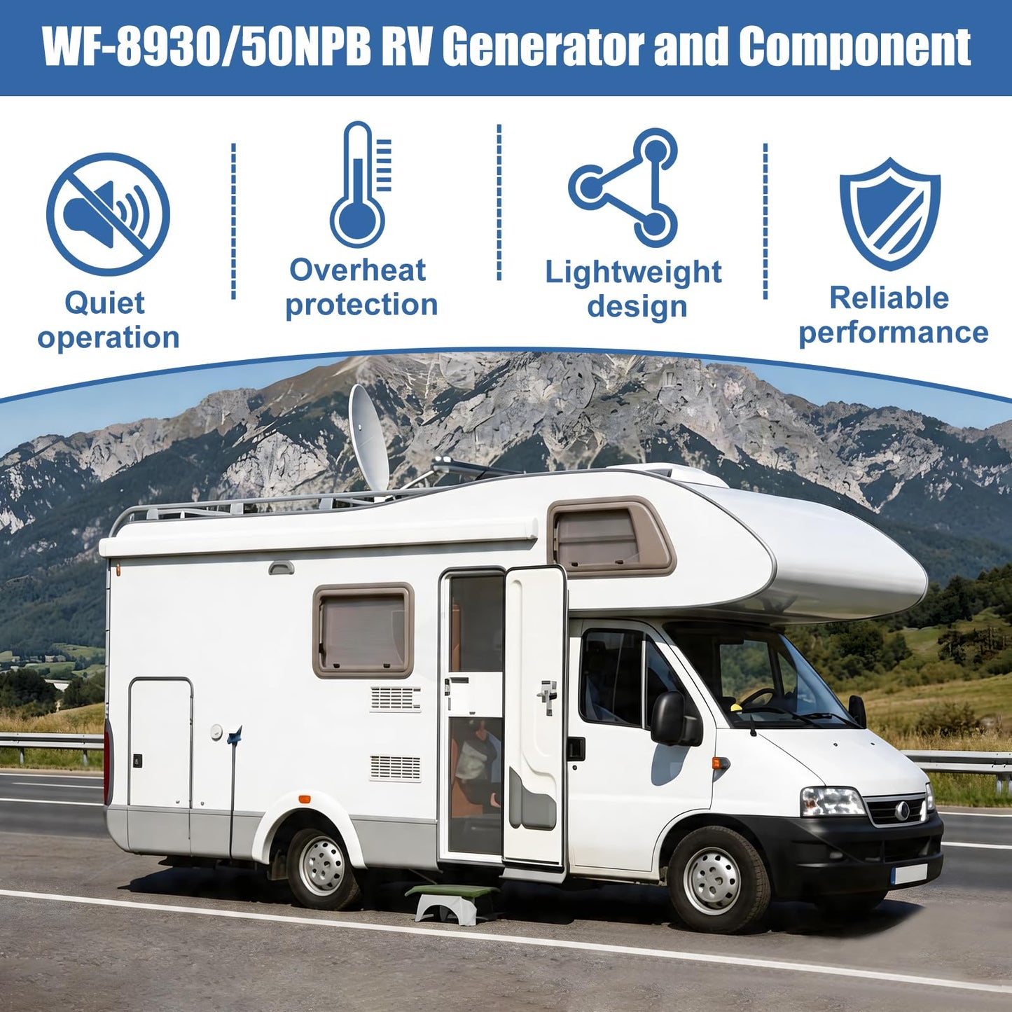 WF-8930/50NPB RV Generator and Component 30/50 Amp AC Distribution Center with 15 DC Circuits for RV