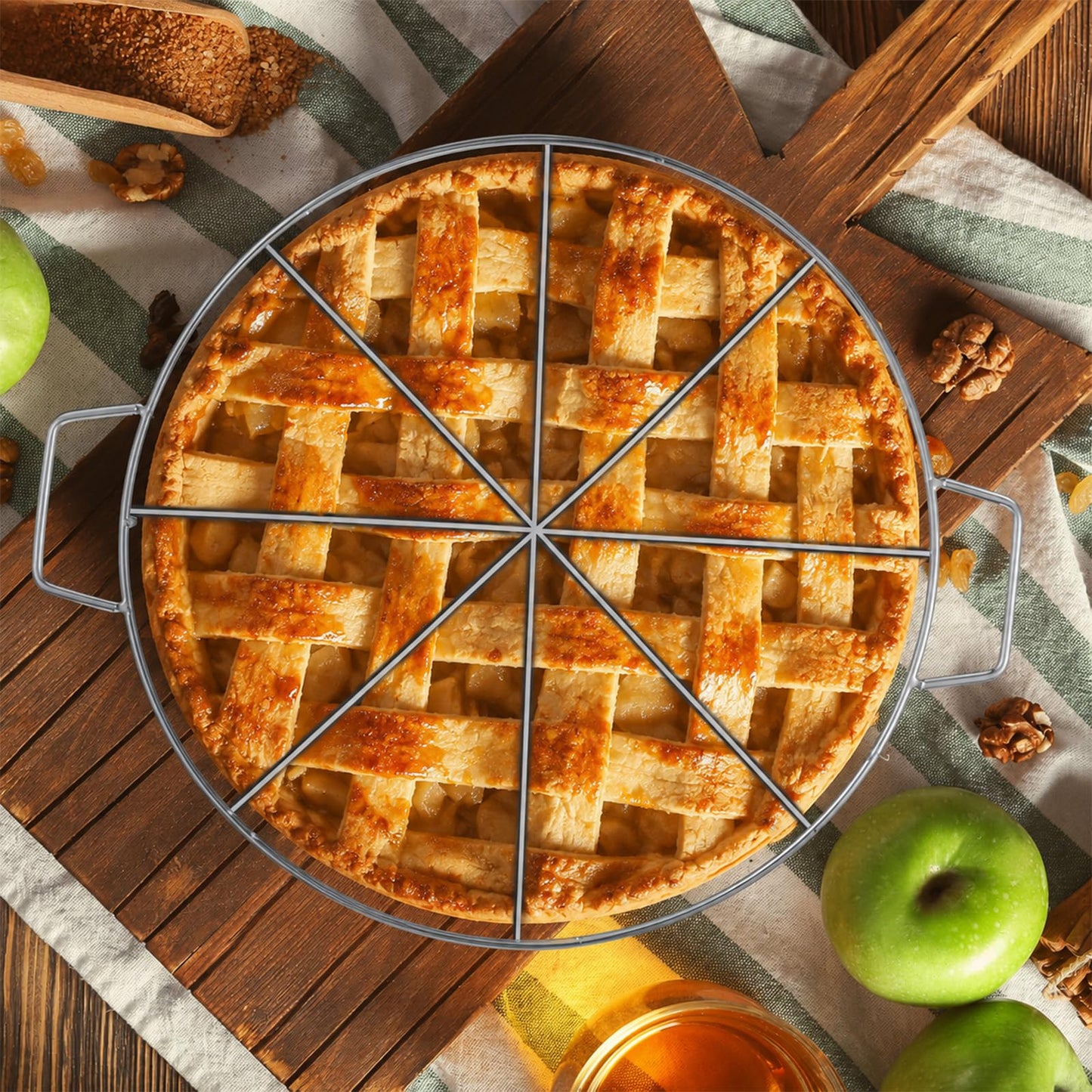 2 Pieces Pie Cutter Cake Marker Round 10.6 Inches Diameter Stainless Steel Cake Cutter Slicer Rust Proof, Divider with Side Handle Press for Commercial Home(8 Slice,6 Slice)