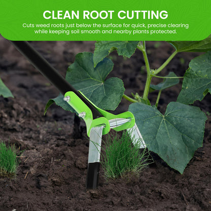 Garden Guru Action Stirrup Hoe Garden Tool with Ergonomic Handle – Rust Resistant Heavy Duty Steel Loop Hoe for Weeding, Planting, Sowing Seeds, Making Furrows & Soil Cultivation