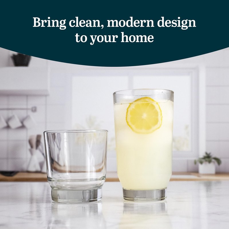 Libbey Merida Mixed Drinkware Set of 8, Merida Cooler Glass Tumblers and Double Old Fashioned Rocks Glass Set, Dishwasher Safe Glassware Drinking Glasses Set