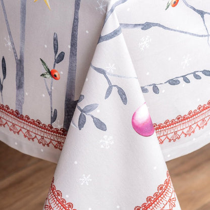Maison d' Hermine Table Cloth Square Table 100% Cotton 60 x 60 Inches Fall Tablecloth Reusable Everyday Use for Thanksgiving Christmas Decorations Dining Farmhouse Party (Fairy Christmas)