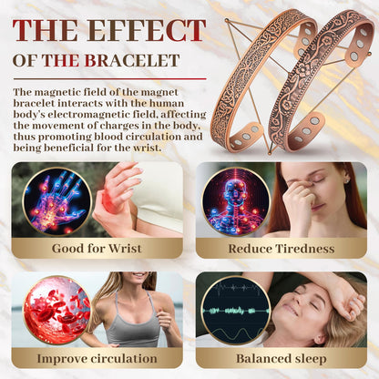 Auramag Copper Bangle for Women, Magnetic Cuff Bangle with 3500 Gauss Magnets, 100% Pure Copper Jewelry with Gift Box(Set of 2)
