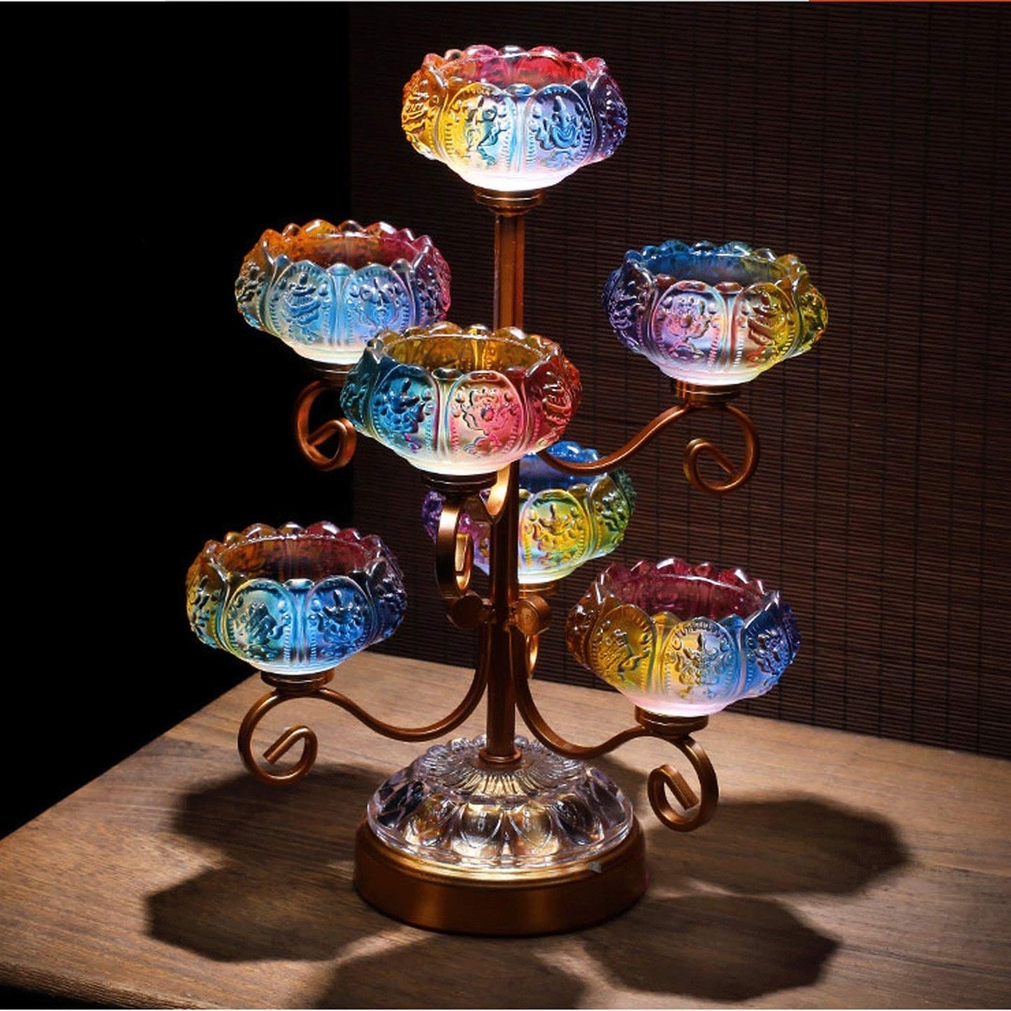VALTEV Candle Holder Crystal Glass 10.6 Inch Lotus Candlesticks Holder, Creative Decoration Candlesticks for Home Decoration Candle Stand Wedding Gift Idea Candle Holder for Table (Size : Gold)