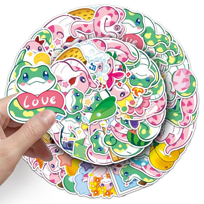Snake Stickers 50 Pcs Vinyl Cartoon Cute Animal Stickers for Water Bottle Laptop Luggage Computer Skateboard Scrapbook Bumper Cars Bike,Waterproof Kawaii Little Snake Decals for Teens Boys