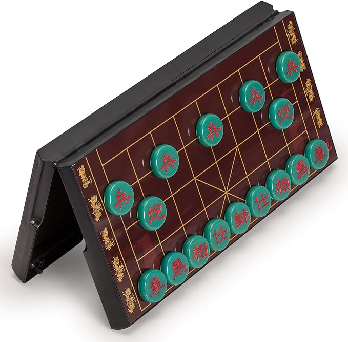 Yellow Mountain Imports Chinese Chess (Xiangqi) Magnetic Travel Board Game Set (12.8-Inch) with Jade-Colored Playing Pieces