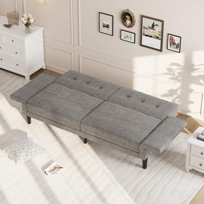 89" Futon Sofa Bed, Modern Sleeper Couch with Adjustable Backrest & Armrest, Convertible Couch Bed with Deep Seat for Living Room Bedroom, Apartments